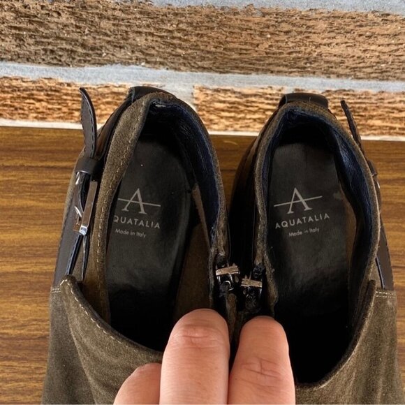 AQUATALIA Farin Olive Green BuckleBooties 8 - Picture 3 of 12